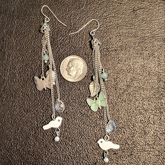 Bird and Butterfly Dangle Earrings - Picture 1 of 3